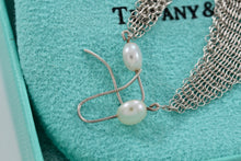 Load image into Gallery viewer, Tiffany &amp; Co. Mesh Silver Large Pearl Large Dangle Earrings
