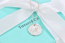 Load image into Gallery viewer, Tiffany &amp; Co. Silver Letter &quot;M&quot; Large DIsc Pendant Beaded Chain Necklace
