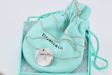 Load image into Gallery viewer, Tiffany &amp; Co. Silver Letter &quot;M&quot; Large DIsc Pendant Beaded Chain Necklace
