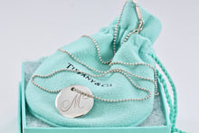Load image into Gallery viewer, Tiffany &amp; Co. Silver Letter &quot;M&quot; Large DIsc Pendant Beaded Chain Necklace
