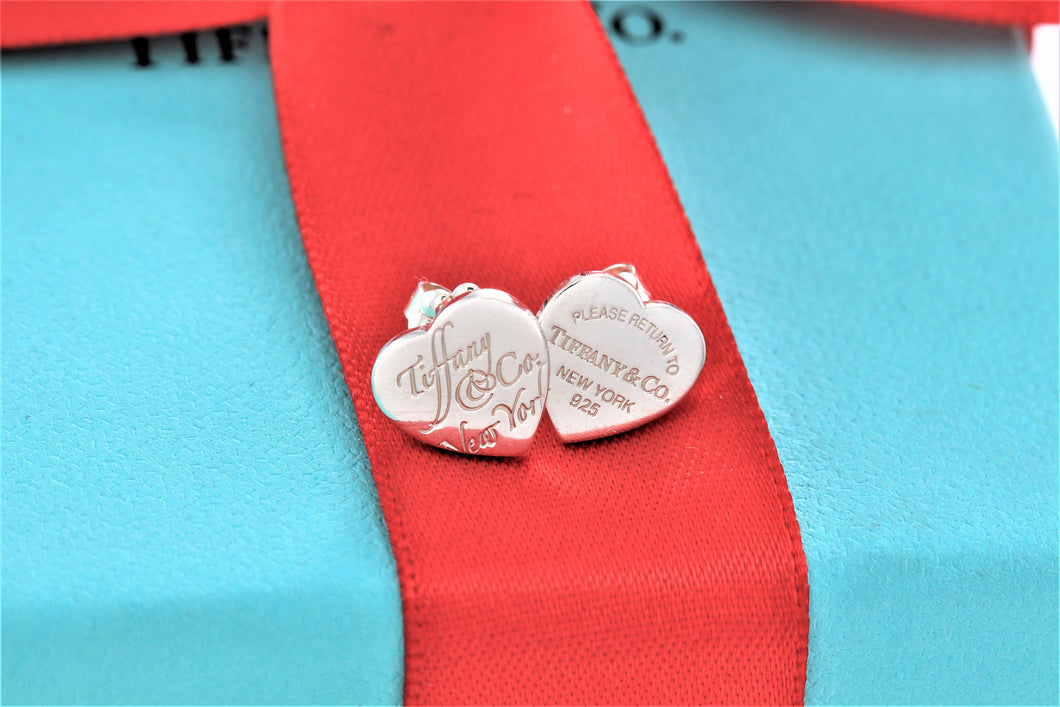 Return To Tiffany & Co. Notes Silver Mismatch Heart Stud Earrings