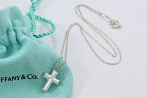 Tiffany & Co. Paloma Picasso Silver Tenderness Heart Small Cross Necklace