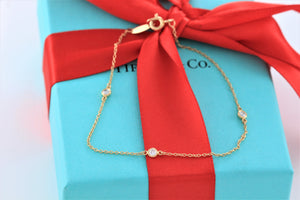 Tiffany & Co. Elsa Peretti 18K Gold 3 Diamonds by The Yard Bracelet