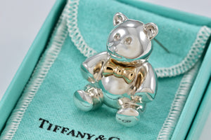 Tiffany & Co. Gold & Silver Teddy Bear Pin Brooch