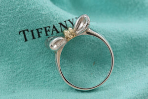 Tiffany & Co. 18K Gold & Silver Ribbon Bow Ring Size 5.5