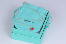 Load image into Gallery viewer, Tiffany &amp; Co. Silver Red Enamel Keyhole Mini Heart Charm Necklace
