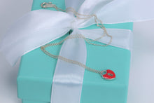 Load image into Gallery viewer, Tiffany &amp; Co. Silver Red Enamel Keyhole Mini Heart Charm Necklace
