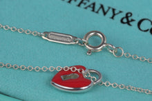 Load image into Gallery viewer, Tiffany &amp; Co. Silver Red Enamel Keyhole Mini Heart Charm Necklace
