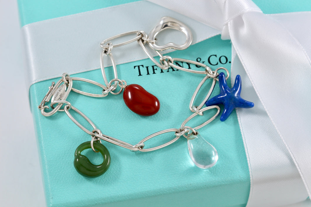 Tiffany & Co. Elsa Peretti Gemstone Bracelet Lapis, Jade, Jasper & Crystal