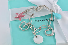 Load image into Gallery viewer, Tiffany &amp; Co. Elsa Peretti Silver Gemstone Bracelet Turquoise, Rhodonite &amp; Chalcedony
