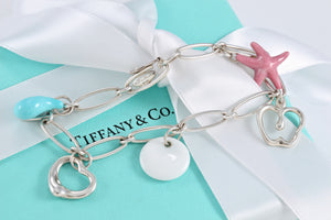 Tiffany & Co. Elsa Peretti Silver Gemstone Bracelet Turquoise, Rhodonite & Chalcedony