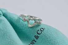 Load image into Gallery viewer, Tiffany &amp; Co. Elsa Peretti Silver 2 Diamond Mini Open Heart Ring
