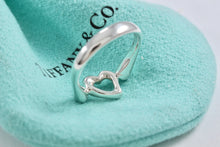 Load image into Gallery viewer, Tiffany &amp; Co. Elsa Peretti Silver 2 Diamond Mini Open Heart Ring

