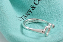 Load image into Gallery viewer, Tiffany &amp; Co. Elsa Peretti Silver 2 Diamond Mini Open Heart Ring
