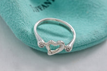 Load image into Gallery viewer, Tiffany &amp; Co. Elsa Peretti Silver 2 Diamond Mini Open Heart Ring
