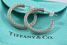 Load image into Gallery viewer, Tiffany &amp; Co. Mesh Silver Hoop Earrings 1 inch
