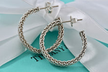 Load image into Gallery viewer, Tiffany &amp; Co. Mesh Silver Hoop Earrings 1 inch
