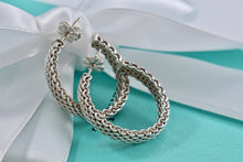 Load image into Gallery viewer, Tiffany &amp; Co. Mesh Silver Hoop Earrings 1 inch
