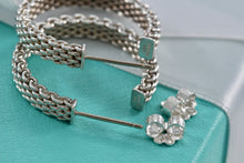 Load image into Gallery viewer, Tiffany &amp; Co. Mesh Silver Hoop Earrings 1 inch
