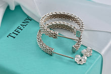 Load image into Gallery viewer, Tiffany &amp; Co. Mesh Silver Hoop Earrings 1 inch
