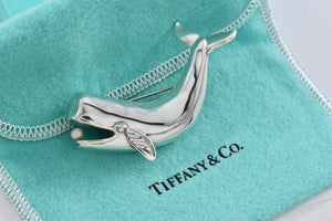 Tiffany & Co. Silver Pearl Whale Brooch Pin