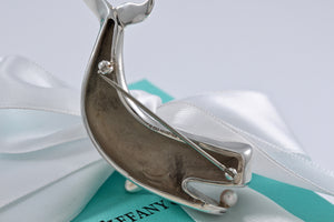 Tiffany & Co. Silver Pearl Whale Brooch Pin