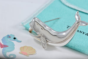 Tiffany & Co. Silver Pearl Whale Brooch Pin