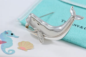 Tiffany & Co. Silver Pearl Whale Brooch Pin