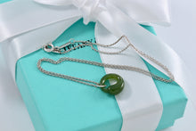 Load image into Gallery viewer, Tiffany &amp; Co. Elsa Peretti Silver Green Jade Eternal Circle Necklace
