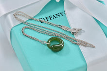 Load image into Gallery viewer, Tiffany &amp; Co. Elsa Peretti Silver Green Jade Eternal Circle Necklace
