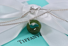 Load image into Gallery viewer, Tiffany &amp; Co. Elsa Peretti Silver Green Jade Eternal Circle Necklace
