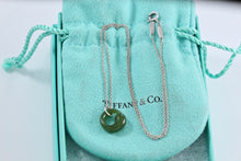 Load image into Gallery viewer, Tiffany &amp; Co. Elsa Peretti Silver Green Jade Eternal Circle Necklace
