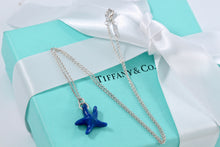 Load image into Gallery viewer, Tiffany &amp; Co. Elsa Peretti Silver Blue Lapis Starfish Pendant Necklace
