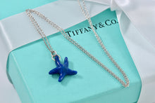 Load image into Gallery viewer, Tiffany &amp; Co. Elsa Peretti Silver Blue Lapis Starfish Pendant Necklace
