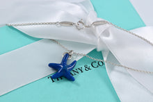 Load image into Gallery viewer, Tiffany &amp; Co. Elsa Peretti Silver Blue Lapis Starfish Pendant Necklace
