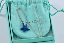 Load image into Gallery viewer, Tiffany &amp; Co. Elsa Peretti Silver Blue Lapis Starfish Pendant Necklace
