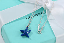 Load image into Gallery viewer, Tiffany &amp; Co. Elsa Peretti Silver Blue Lapis Starfish Pendant Necklace
