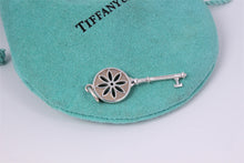 Load image into Gallery viewer, Tiffany &amp; Co. Silver Daisy Flower Small Diamond Key 1.5&quot; Pendant
