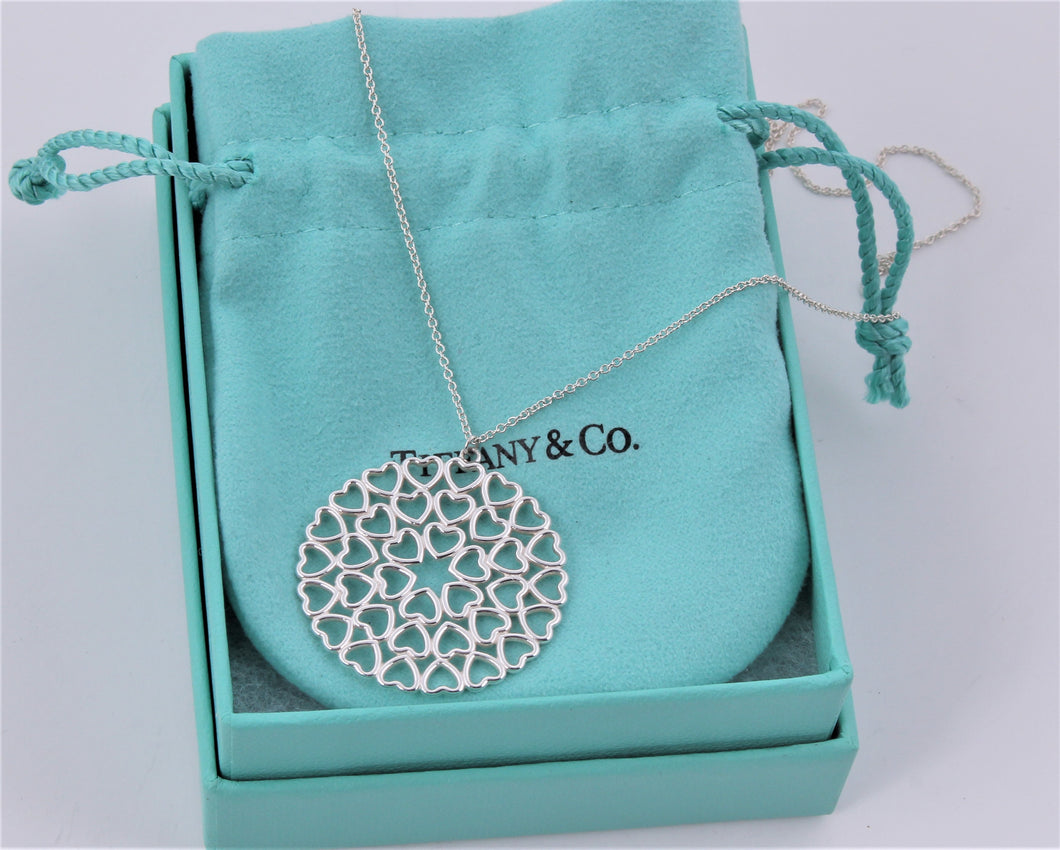 Tiffany & Co. Paloma Picasso Silver Crown of Hearts Medallion Necklace