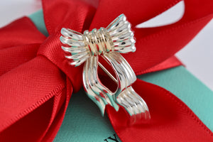 Tiffany & Co. Gold & Silver Wavy Ribbon Bow Brooch