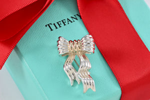 Tiffany & Co. Gold & Silver Wavy Ribbon Bow Brooch