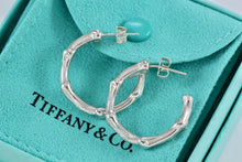Load image into Gallery viewer, Tiffany &amp; Co. Nature Silver Bamboo Hoop Earrings Medium
