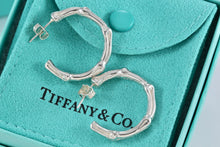 Load image into Gallery viewer, Tiffany &amp; Co. Nature Silver Bamboo Hoop Earrings Medium
