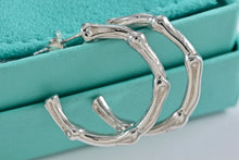 Load image into Gallery viewer, Tiffany &amp; Co. Nature Silver Bamboo Hoop Earrings Medium
