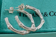 Load image into Gallery viewer, Tiffany &amp; Co. Nature Silver Bamboo Hoop Earrings Medium
