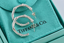 Load image into Gallery viewer, Tiffany &amp; Co. Nature Silver Bamboo Hoop Earrings Medium
