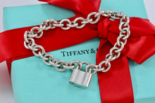 Load image into Gallery viewer, Tiffany &amp; Co. 1837 Silver Padlock Charm 8mm Link 7.5&quot; Bracelet
