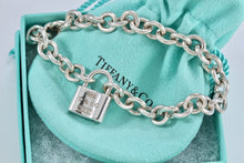 Load image into Gallery viewer, Tiffany &amp; Co. 1837 Silver Padlock Charm 8mm Link 7.5&quot; Bracelet
