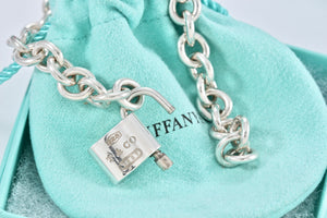 Tiffany & Co. 1837 Silver Padlock Charm 8mm Link 7.5" Bracelet