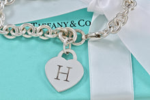 Load image into Gallery viewer, Tiffany &amp; Co. Silver Letter &quot;H&quot; Engraved Heart Charm Bracelet
